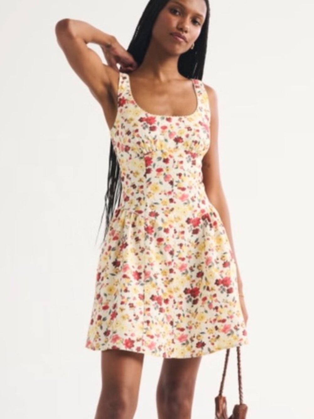 Cotton A&F Bra-Free Dylan Mini Dress - Floral multicolor